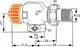 Thermostat-Ventilunterteil in axialer Form, passend für Heizungsanwendungen. Produkt von IMI Hydronic Engineering. Zeichnung zeigt Detailansichten und Maße.